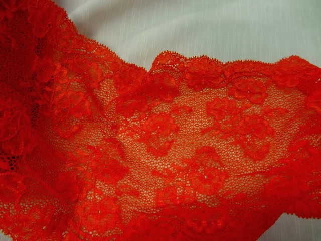 Dentelle fine extensible orange corail 2