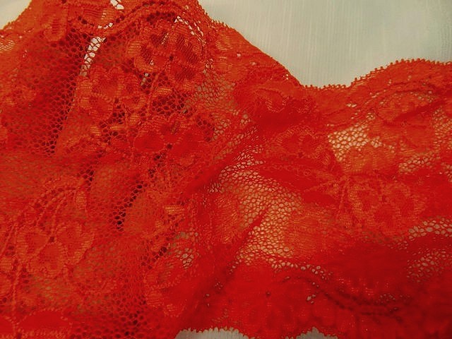 Dentelle fine extensible orange corail 3