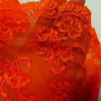 Dentelle fine extensible orange corail