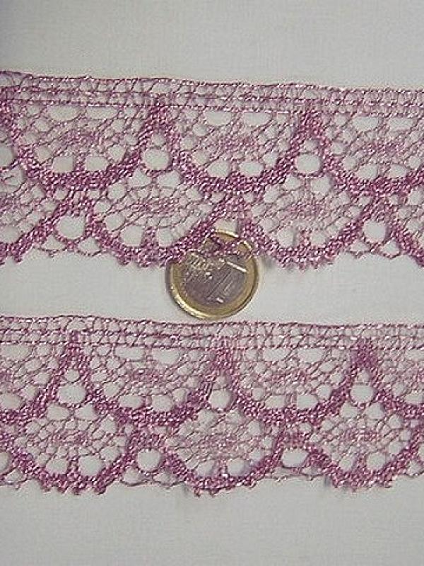 Dentelle galon fil metallique rose orchidee