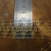 Dentelle lurex dore sur portee fil transparent 2 