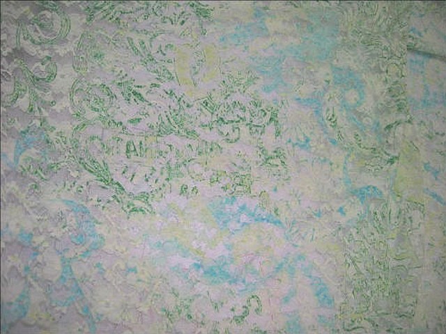 Dentelle lycra fleurie blanc cyan vert menthe 1