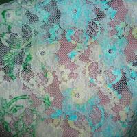 Dentelle lycra fleurie blanc cyan vert menthe 2