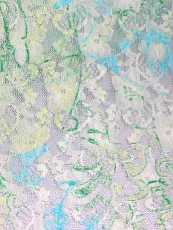 Dentelle lycra fleurie blanc cyan vert menthe 3 