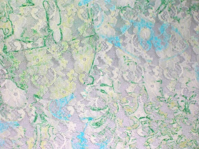 Dentelle lycra fleurie blanc cyan vert menthe 3