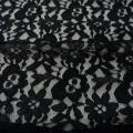 Dentelle lycra noire fleurs et volutes 1