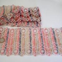 Dentelle may resille brodee ocre et saumon 1 1