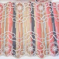 Dentelle may resille brodee ocre et saumon 2