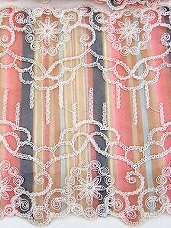 Dentelle may resille brodee ocre et saumon 2 