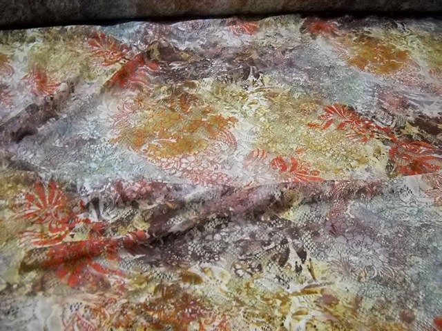 Dentelle motifs fleuris marron ocre 1