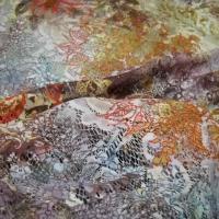 Dentelle motifs fleuris marron ocre 2