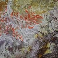 Dentelle motifs fleuris marron ocre 3