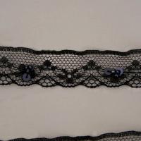 Dentelle noire fine sequins et perles 4