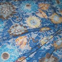 Dentelle resille bleu cobalt motif fleuri 2 