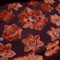 Dévoré fleurs velours orange 2