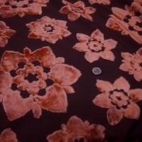 Dévoré fleurs velours orange