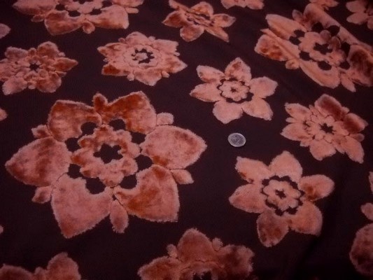 Dévoré fleurs velours orange