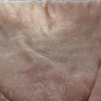 Double voiles d organza et viscose moire corail et blanc casse 6 