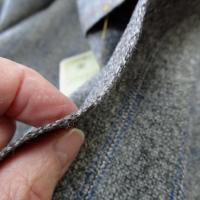 Drap de laine gris chine fines rayures bleu 3 