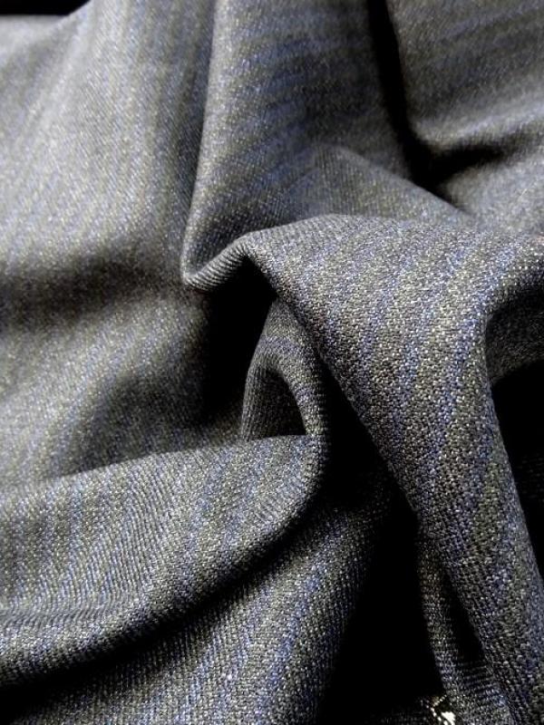 Drap de laine raye gris bleute et kaki 1 