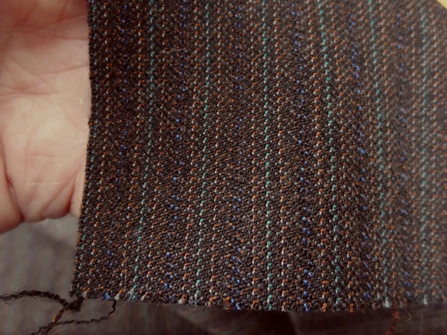 Drap de laine raye marron rouille bleu vert 3