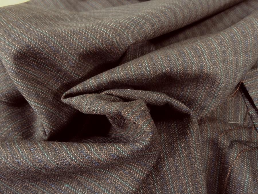 Drap de laine raye marron rouille bleu vert 4