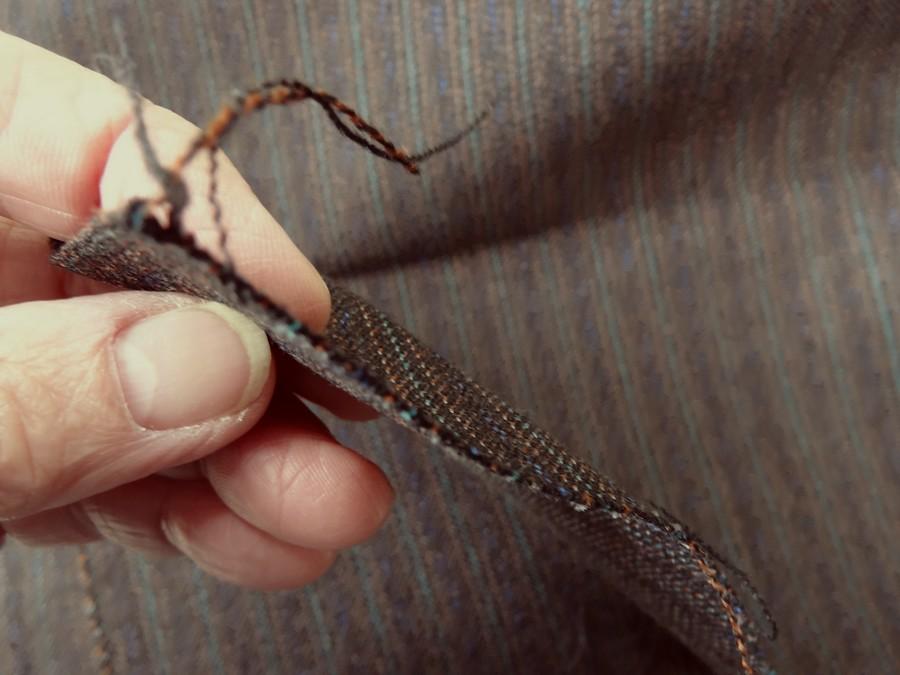 Drap de laine raye marron rouille bleu vert 5