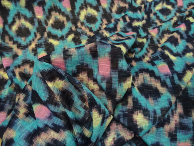 jersey coton fin motifs ethniques turquoise 03