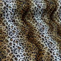 Fausse fourrure a poil ras marron et blanc imprime leopard
