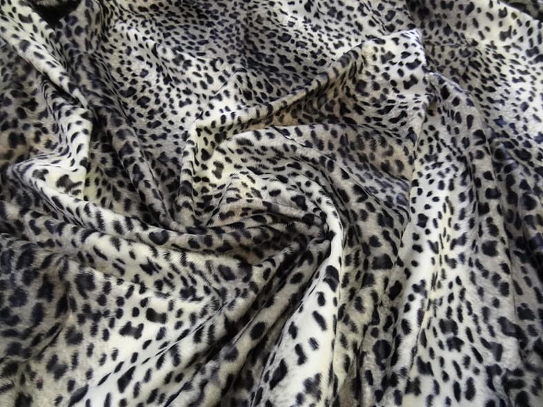 Fausse fourrure rase leopard gris blanc noir 3 