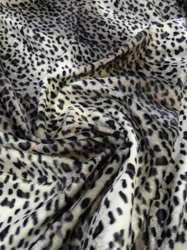 Fausse fourrure rase leopard gris blanc noir 3 
