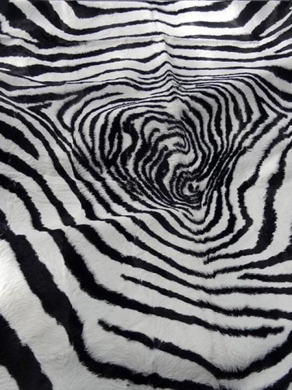 tissu fausse fourrure rase zèbre noir et blanc