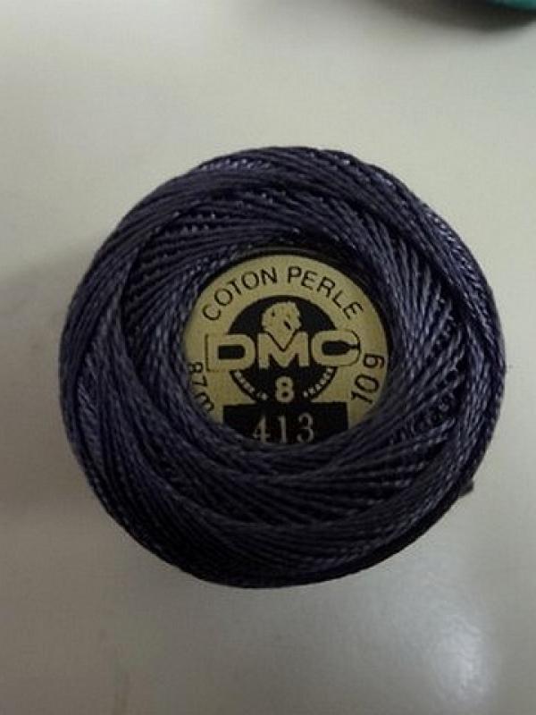 Fil coton perle dmc 413 gris ardoise 1
