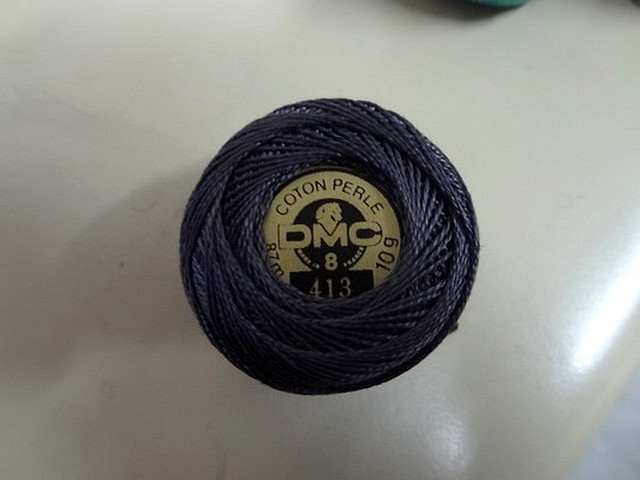 Fil coton perle dmc 413 gris ardoise 1