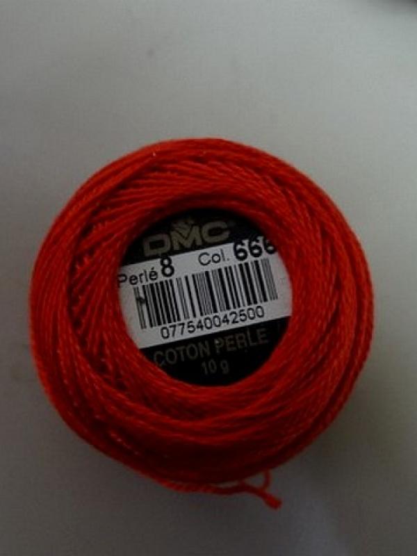 Fil coton perle dmc 666 ecarlate 1 