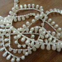Fil de perles en goutte blanc casse nacre 1
