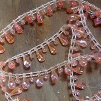 Fil de perles en goutte rose transparent 1