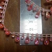Fil de perles en goutte rose transparent 2