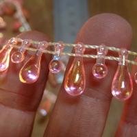 Fil de perles en goutte rose transparent 3