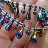 Fil de perles en gouttes arc en ciel 2 