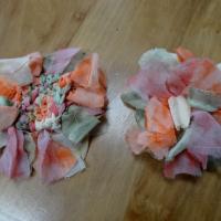 Fleur a coudre en mousseline orange rose vert 3