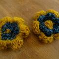 Fleur a coudre mohair ocre bleu canard 1