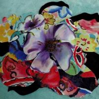 Fleur tissu noir plisse decoupe laser 4