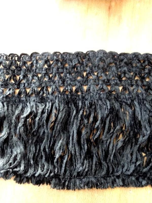 Frange base epi velours chenille noir 1 
