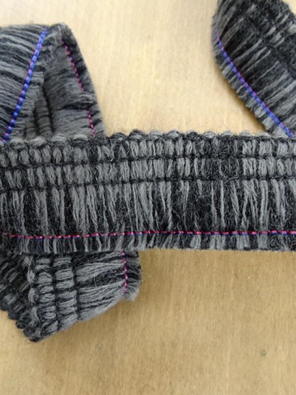 Frange bicolore en laine melangee anthracite et ardoise 26 mm 