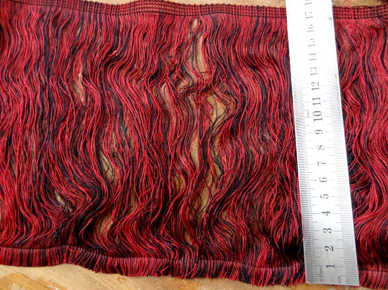 Frange rayonne bicolore rouge noir 18 cm 1