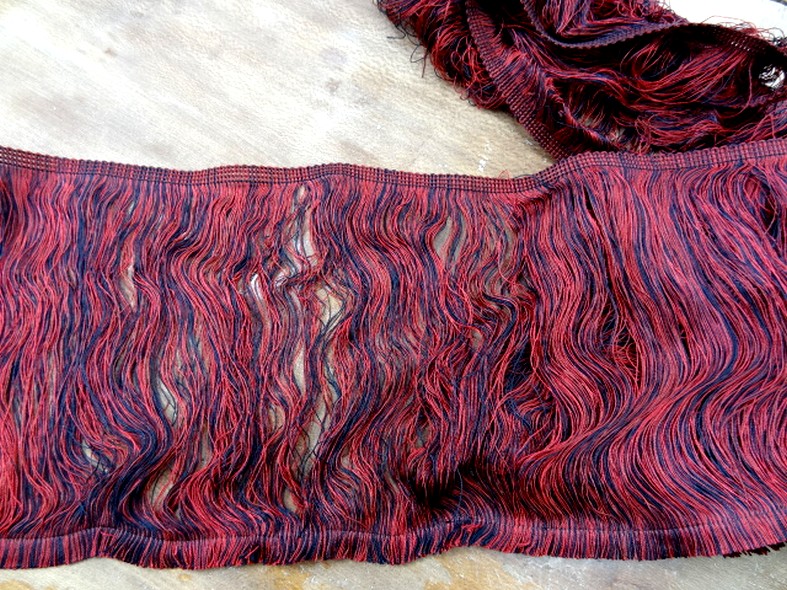 Frange rayonne bicolore rouge noir 18 cm 3