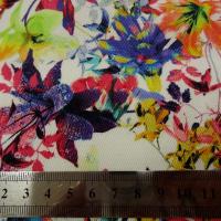 Gabardine coton lycra blanc fleuri couleurs peps 3