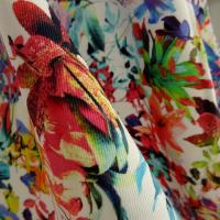 Gabardine coton lycra blanc fleuri couleurs peps 4 