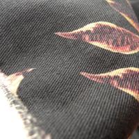 Gabardine coton lycra bleu encre fleurie chrysanthemes 5 